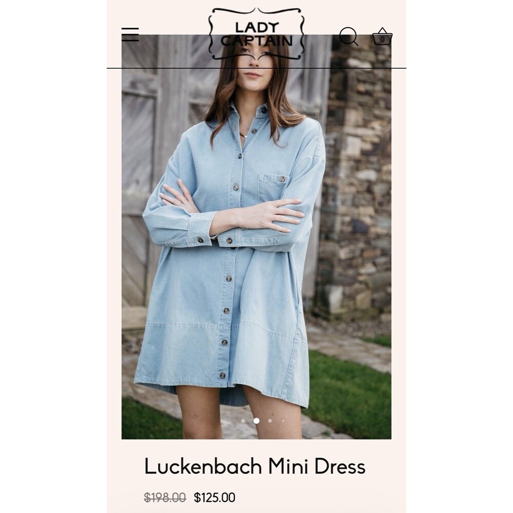 Lady Captain Luckenbach Chambray Mini Dress Long Sleeve Women’s L - Picture 14 of 15